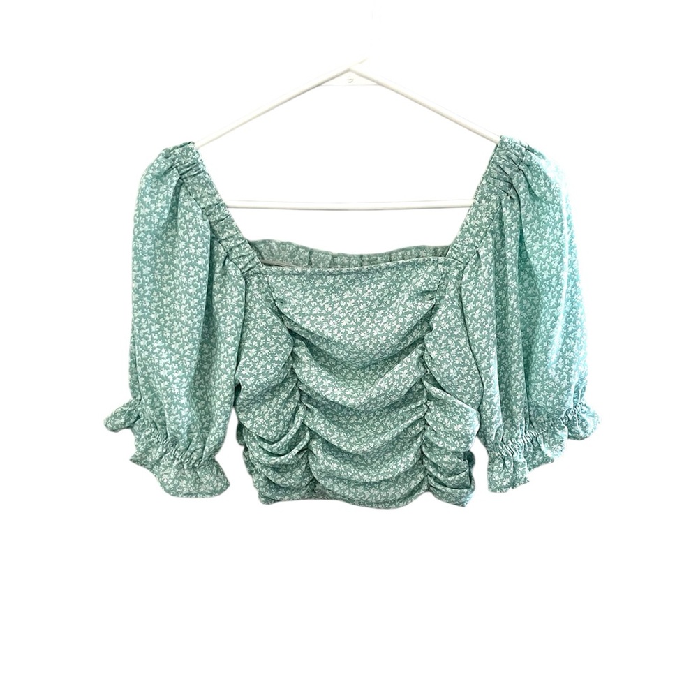 ALTARD STATE ruched crop top floral green size S NWT